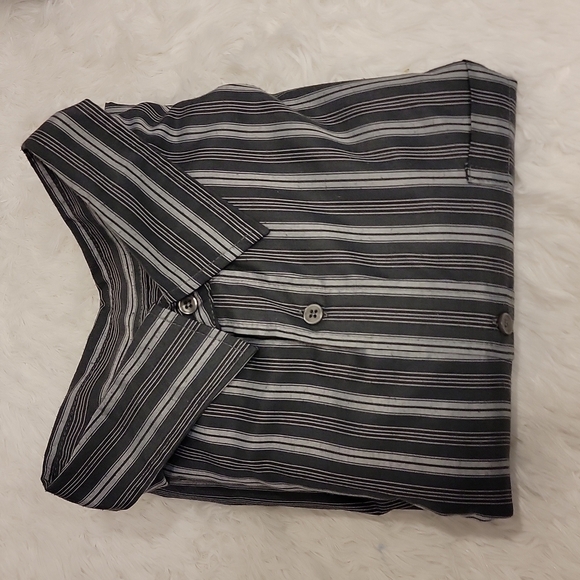 HABAND Lion's Den charcoal and gray striped button-down dress shirt size xxl - Picture 6 of 10